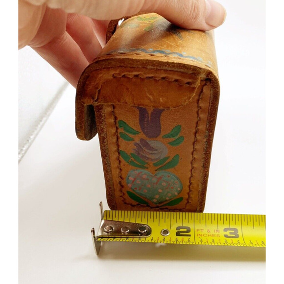 WWII 1942 E K 1943 Leather Tool Pouch Repurposed European Design Painted - Picture 15 of 15